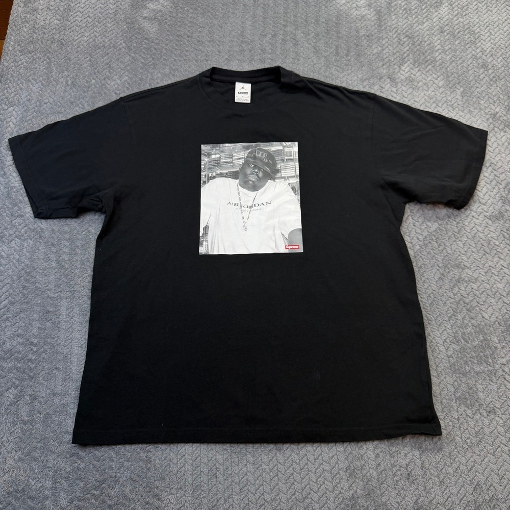 Supreme Jordan Biggie Smalls T-Shirt Mens XL Black Photo Graphic Tee Classic